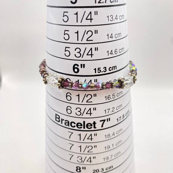 Vintage AB Faceted Crystal Bead Earrings Bracelet Sterling Silver Toggle - Picture 11 of 11